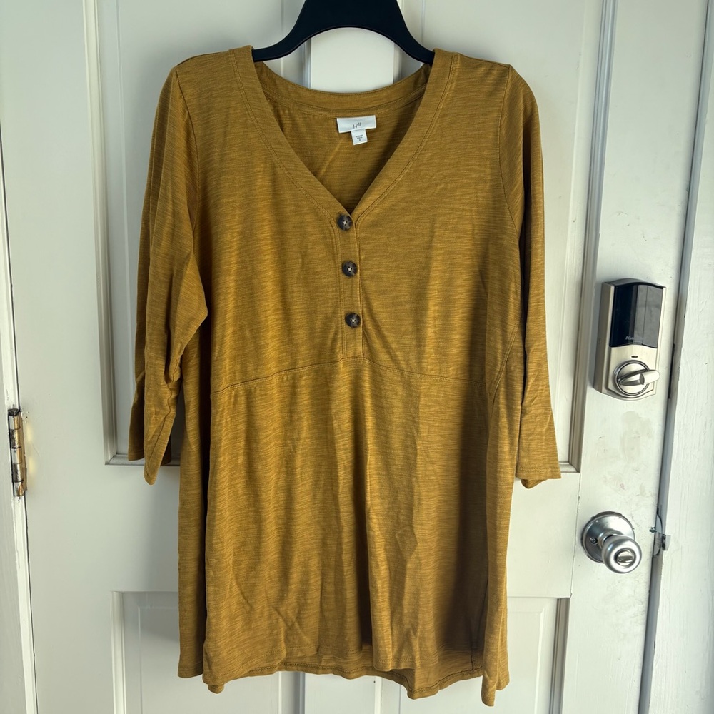 (3/$25) J. JILL Golden Brown Button-Front Tunic Size M